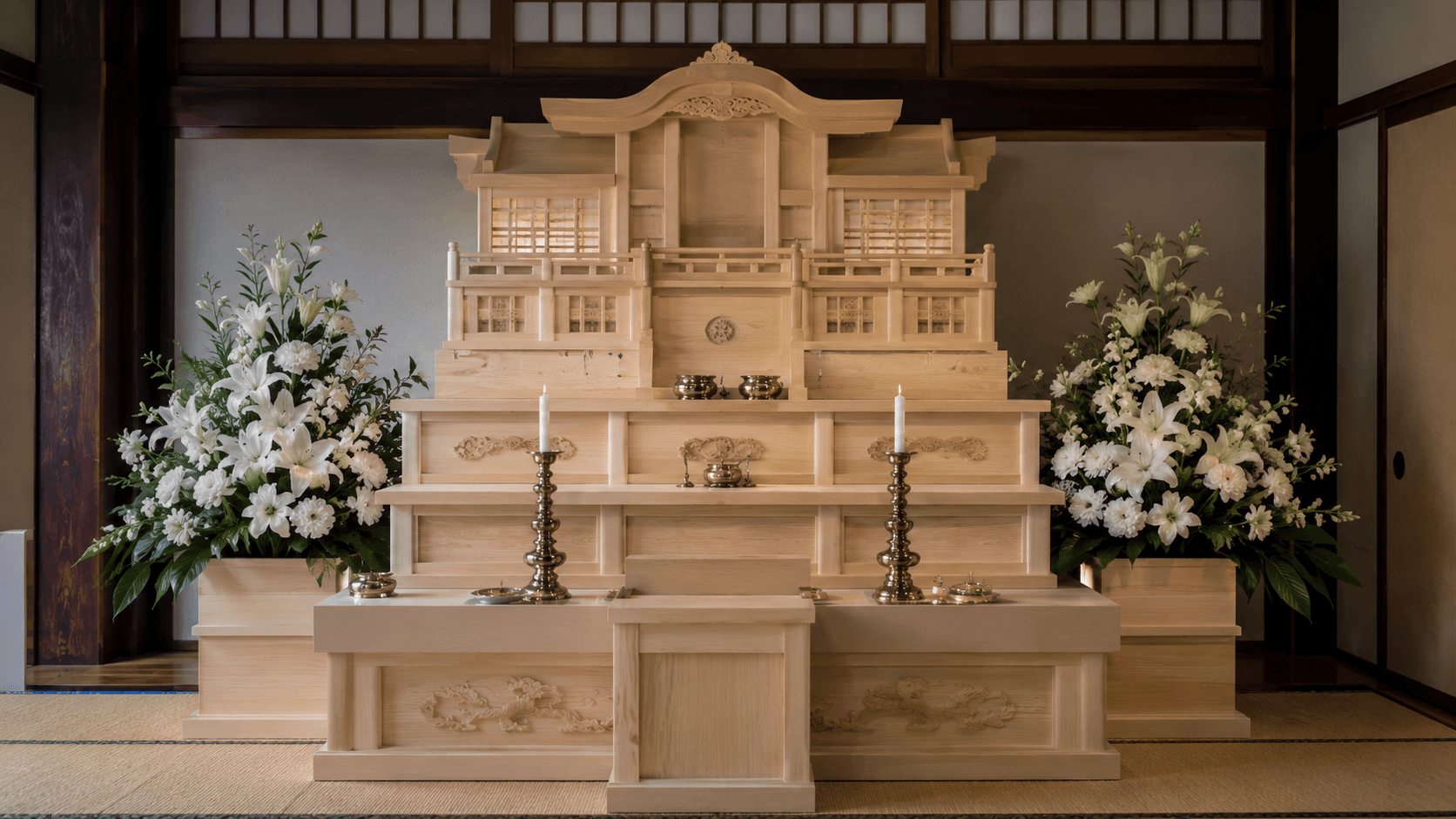 伝統的な白木祭壇のイメージ